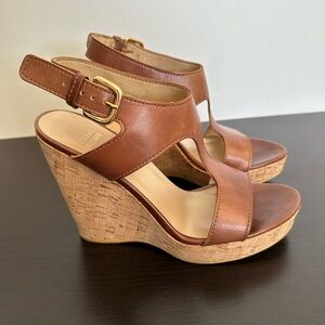 Stuart Weitzman tan leather wedge